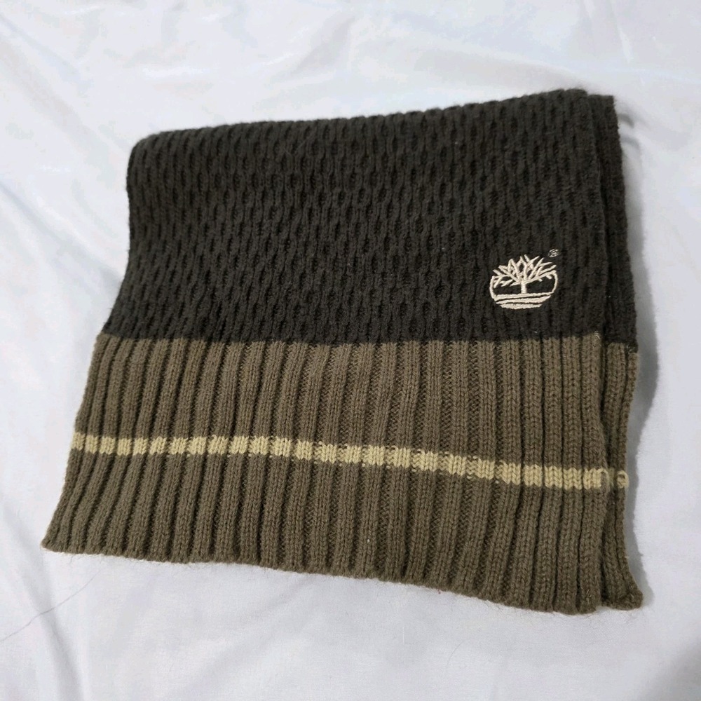 Y2K‎ Timberland Mens Scarf Knit Brown Preppy Outdoor